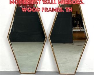 Lot 372 Pr Diamond Form Modernist Wall Mirrors. Wood Frames. Th
