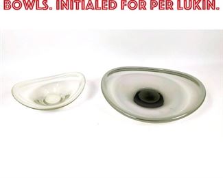 Lot 379 2pcs Holmegaard Bowls. Initialed for Per Lukin.