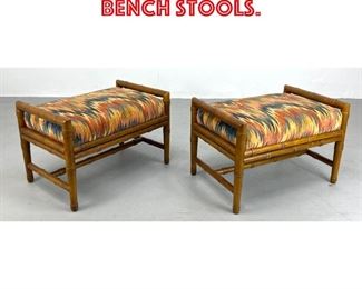Lot 382 Pair Faux Bamboo Bench Stools. 