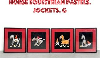 Lot 385 4pc CHARLES MADSON Horse Equestrian Pastels. Jockeys. G