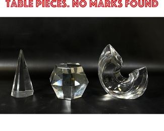 Lot 386 3pc Modern Crystal Table Pieces. No marks found