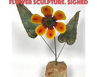 Lot 390 C Jere 69 Enameled Flower Sculpture. signed