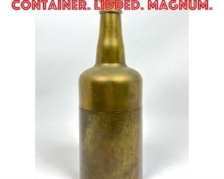 Lot 391 Brass Bottle Form Container. Lidded. Magnum. 
