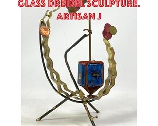 Lot 393 Mixed Metal Dichroic Glass Dreidel Sculpture. Artisan J
