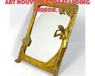 Lot 395 Brass Contemporary Art Nouveau style Standing Mirror. E