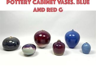 Lot 399 6pc Modern Studio Pottery Cabinet Vases. Blue and red g