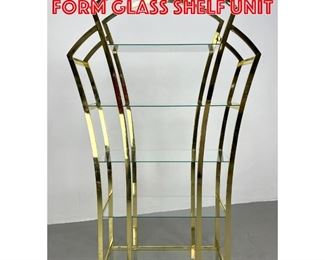 Lot 403 Brass plated arched form glass shelf unit
