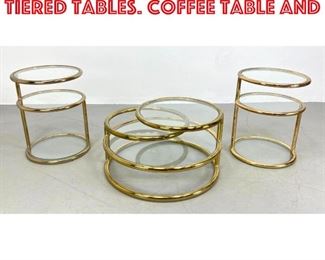 Lot 436 3pc DIA inspired Multi tiered Tables. Coffee Table and 