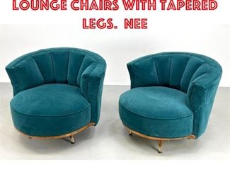 Lot 439 Pair Channel Back Lounge Chairs with Tapered Legs. Nee