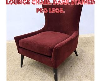 Lot 442 Single Upholstered Lounge Chair. Dark stained peg legs.