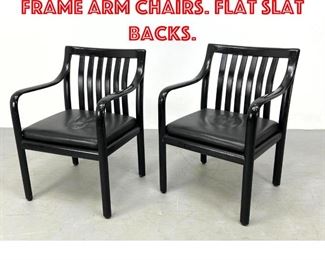 Lot 445 Pr KRUG Ebonized Oak Frame Arm Chairs. Flat Slat Backs.