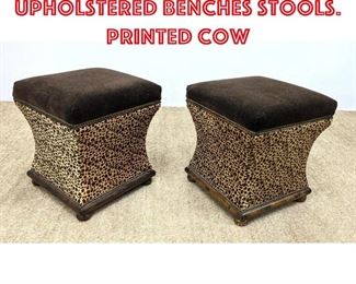 Lot 451 Pr Animal Print Upholstered Benches Stools. Printed cow