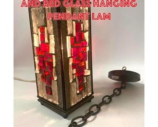 Lot 457 Modernist Fused Clear and Red Glass Hanging Pendant Lam