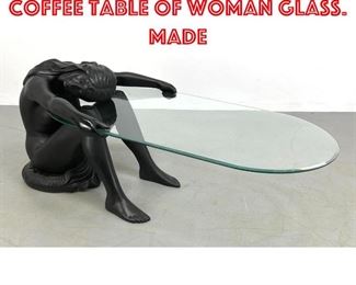 Lot 467 Contemporary Figural Coffee Table of Woman Glass. Made 