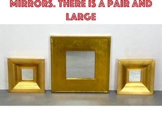 Lot 469 3pc Wide Gold Framed Mirrors. There is a pair and large