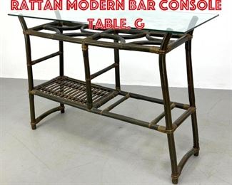 Lot 479 Dark Stained Wrapped Rattan Modern Bar Console Table. G