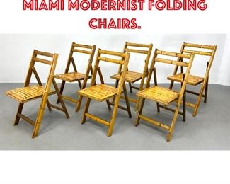 Lot 483 Set 6 Rattan Bamboo Miami Modernist Folding Chairs. 