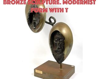 Lot 485 Anne T. Goodman Bronze Sculpture. Modernist form with t