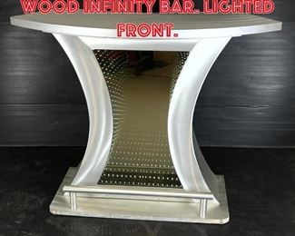 Lot 496 Brushed Aluminum and Wood Infinity Bar. Lighted front. 