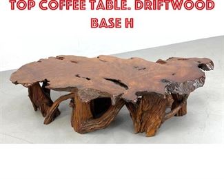 Lot 499 Large Freeform Plank Top Coffee Table. Driftwood base H