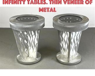 Lot 500 Pr brushed silver infinity tables. Thin veneer of metal