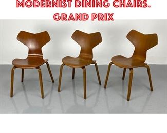 Lot 506 Set 3 FRITZ HANSEN Modernist Dining Chairs. GRAND PRIX 