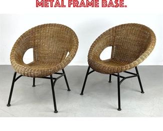 Lot 514 Pr Wicker Hoop Chairs. Metal frame base. 