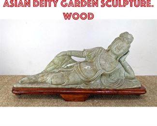 Lot 517 Large Carved Stone Asian Deity Garden Sculpture. Wood