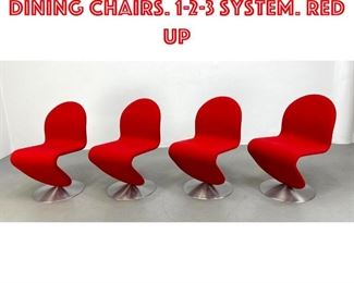 Lot 535 Set 4 VERNER PANTON Dining Chairs. 123 system. Red Up