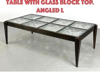 Lot 538 Custom Made Coffee Table with Glass Block Top. Angled l