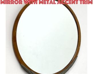 Lot 541 Round Wood Frame Mirror with Metal Accent Trim