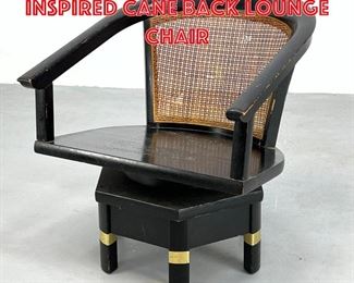 Lot 550 Dunbar ebonized Asian inspired cane back lounge chair 