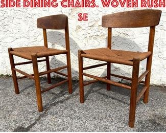 Lot 553 Pr Danish Modern Teak Side Dining Chairs. Woven rush se