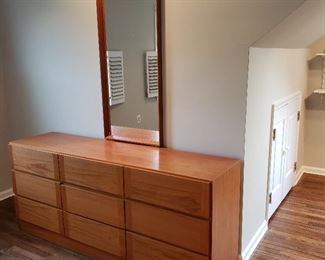 Dresser $175, mirror $40. 30 x 68 x 18, mirror 46 x 21