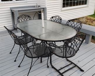$275 table: 30 x 73 x 43, chairs: 34 x 29 x 25