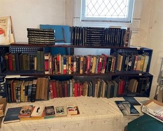 antique and vintage books including science fiction, rare leather bound set of Agatha Christie