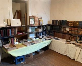 Multiple rooms of vintage and antique books