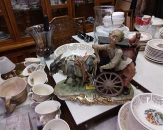 Organ Grinder Music Box Man Donkey Monkey Figurine