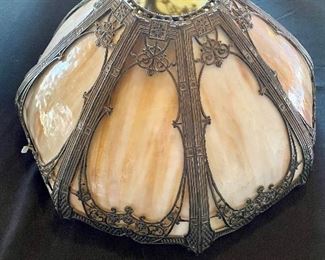 Antique Art Nouveau Slag Panel Glass Shade