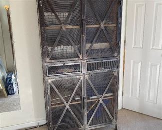 Industrial Style Cabinet With Steel Mesh And Solid Wood
