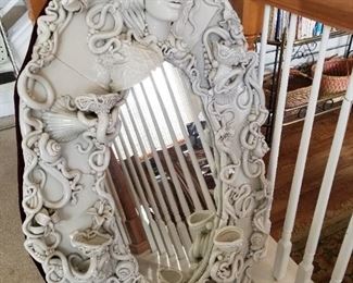 Large oval porcelain MEDUSA wall mirror