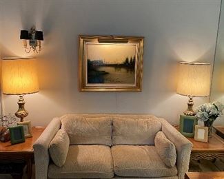 Drexel Heritage Loveseat with a Pair of Brandt End Tables