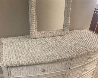 Wicker Dresser with Mirror