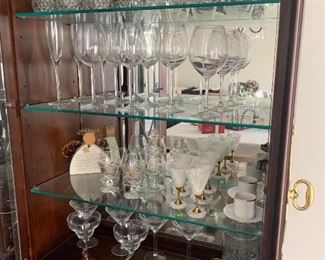 Wine and martini glasses and crystal galore 