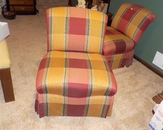 2 Plaid slipper chairs Walter E. Smithe