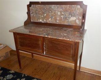 Antique cabinet, marble top  42"