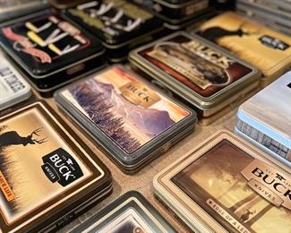 Very large selection of commemorative knife sets.