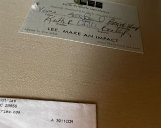 Lee Industries silk upholstered sofa. Measures 84" W x 40" D. Photo 3 of 3.