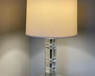 Cut-glass lamp table lamp.
