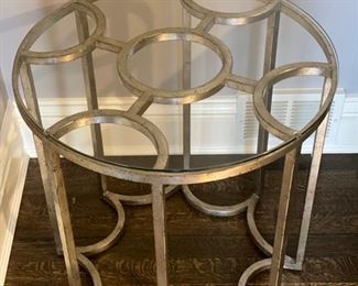 Metal and glass side table. Measures 24" D x 25" H. Photo 2 of 2.